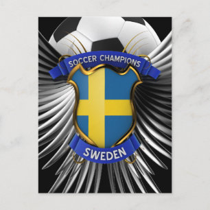 Cartão Postal Campeões de Futebol suecia