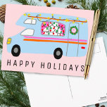 Cartão Postal Camper de Natal encantador Vintage RV Xmas<br><div class="desc">Cartão personalizável,  Adicione seu próprio texto à parte traseira ou frontal do cartão. Procure mais designs no meu compro ou avise-me se quiser algo personalizado.</div>