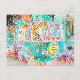Cartão Postal Camper Retro Hippie Groove E Vibe Pop Art
