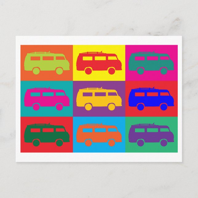 Cartão Postal Camper Van Pop Art (Frente)