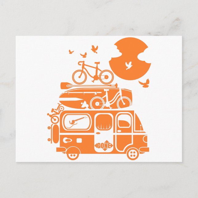 Cartão Postal Campervan de férias da família engraçada (Frente)
