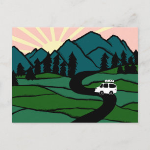 Cartão Postal Campervan Montanhas Vanlife RV Nascer do Sol