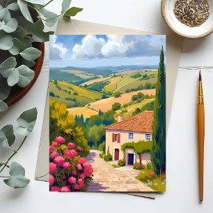 Cartão Postal Campestre Italiano   Vinhedo Aquarela Viagem