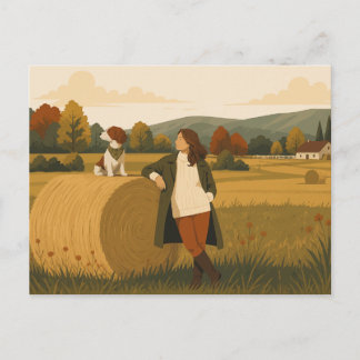 Cartão Postal Campestre Vintage com Brittany Spaniel