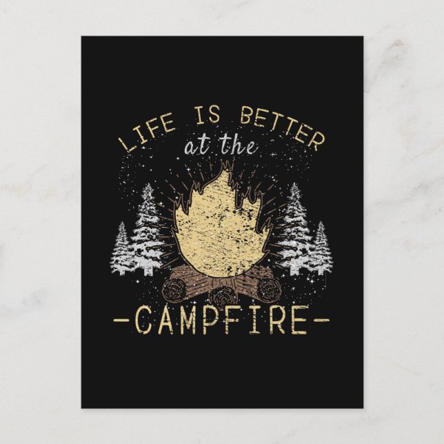 Cartão Postal Campfire - A Vida É Melhor Pelo Fogo (Frente)