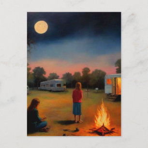 Cartão Postal Campfire na Trailer Park Art