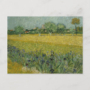 Cartão Postal Campo com flores perto do Cartaz de Arles