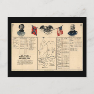 Cartão Postal Campo de batalha civil do mapa de Harrisburg, 1864