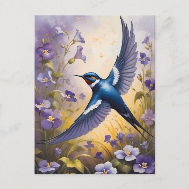 Cartão Postal Campo de Engorda Voadora de Flores Violetas (Frente)