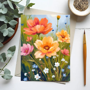 Cartão Postal Campo de Flores Silvestres Botânica de Flores Aq