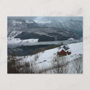 Cartão Postal Campo de inverno, paisagens escandinavas, Noruega