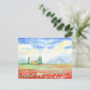 Cartão Postal Campo de papoilas na Toscana