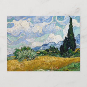 Cartão Postal Campo de trigo com ciprestes de Vincent Van Gogh
