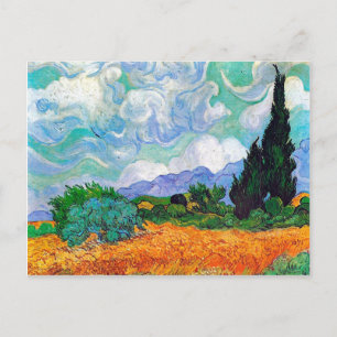 Cartão Postal Campo de Trigo com Ciprestes Van Gogh Arte Fino