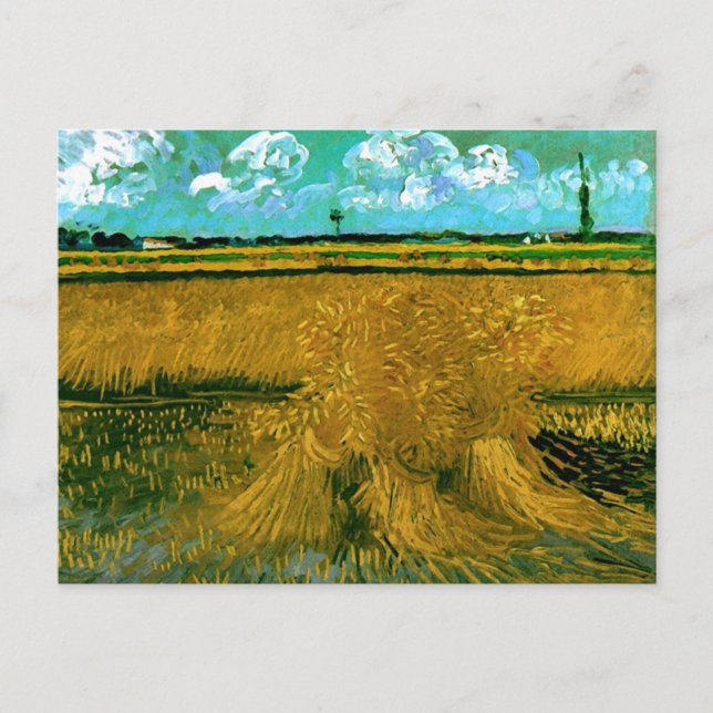 Cartão Postal Campo de trigo com ovelhas, Van Gogh de arte fina (Frente)