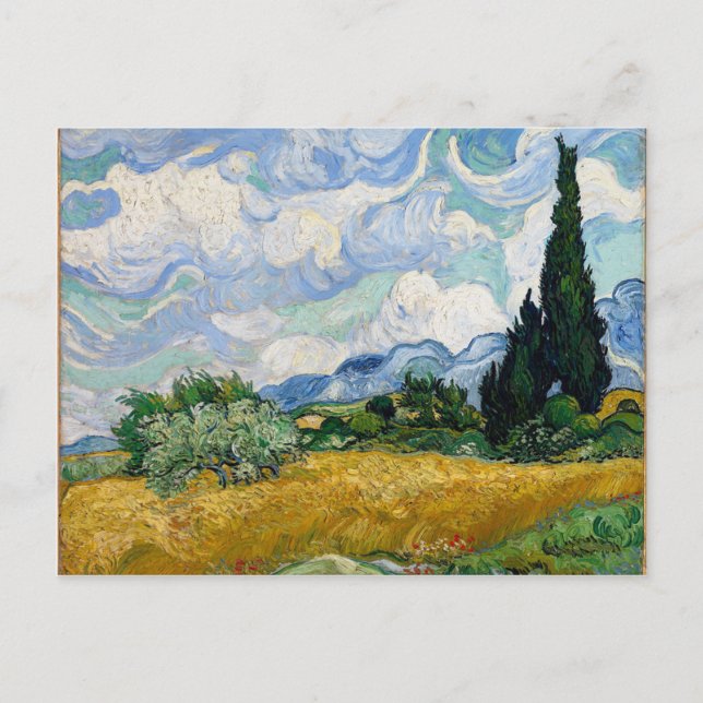 Cartão Postal Campo de trigo de Vincent van Gogh com arte dos (Frente)