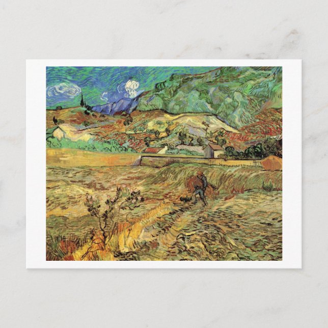 Cartão Postal Campo de trigo fechado, camponês, Vincent van Gogh (Frente)