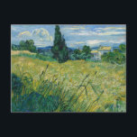 Cartão Postal Campo de trigo verde com cisto | Vincent van Gogh<br><div class="desc">O Campo de Trigo Verde com Cypress (1889) de Vincent van Gogh é uma pintura paisagística vibrante que captura o movimento e a energia da natureza. A pintura apresenta um campo de trigo verde esmagado balançando ao vento, com pinceladas ousadas e expressivas que dão vida à cena. Uma árvore ciprestes...</div>