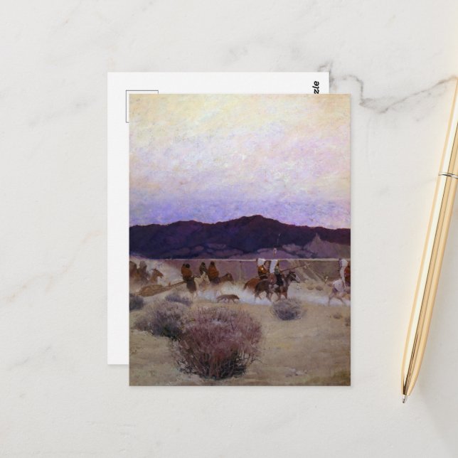 Cartão Postal Campo em movimento por Newell Convers Wyeth (Frente/Verso In Situ)