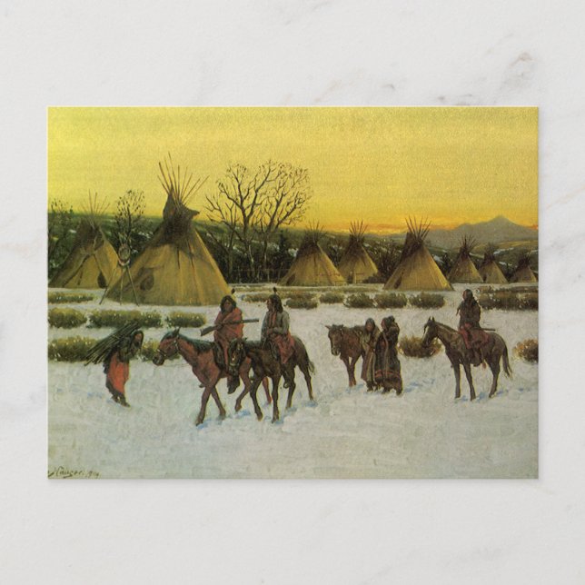 Cartão Postal Campo Sioux no joelho ferido por John Hauser (Frente)