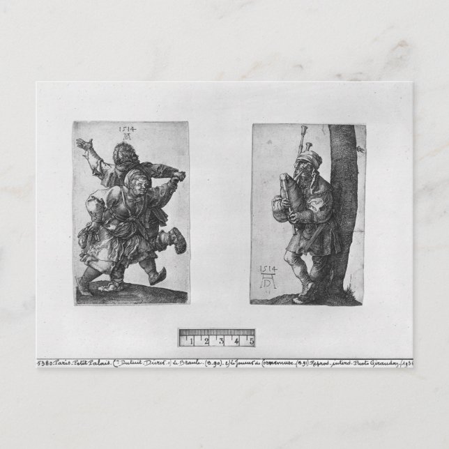 Cartão Postal Camponeses dançantes e Bagpipe Player, 1514 (Frente)