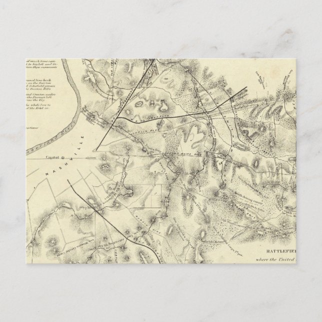 Cartão Postal Campos de batalha em frente a Nashville (Frente)