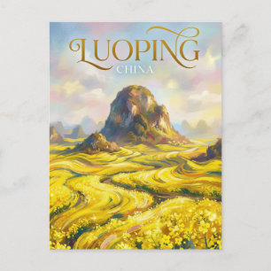 Cartão Postal Campos de Canola de Luoping na China