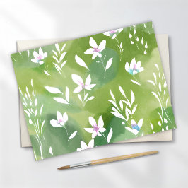 Cartão Postal Campos de Flores Brancas | Floral Elegante de Prim