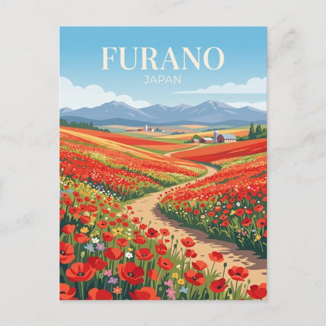 Cartão Postal Campos de Flores de Furano Japão (Frente)