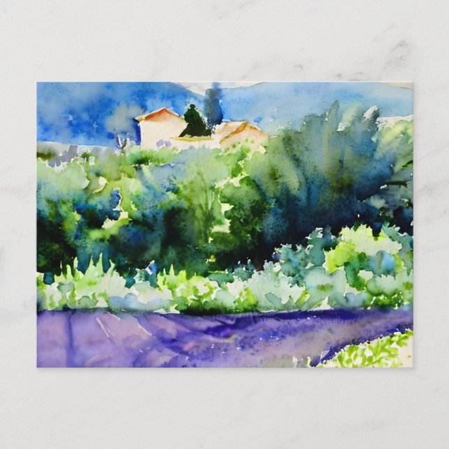 Cartão Postal Campos de Lavanda paisagística (Frente)