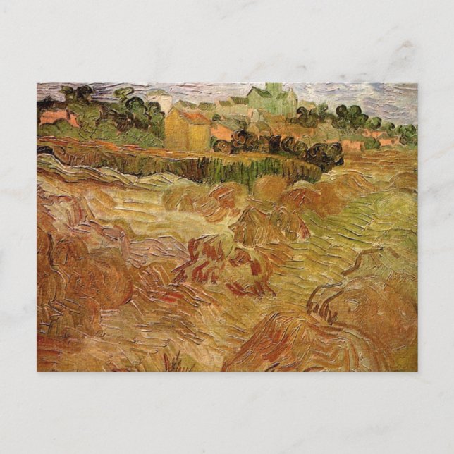 Cartão Postal Campos de trigo com Auvers por Vincent van Gogh (Frente)