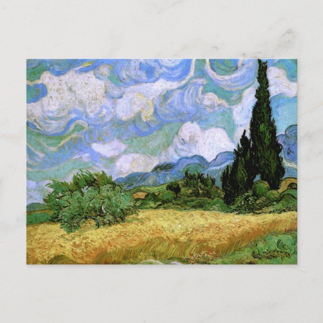 Cartão Postal Campos de trigo com Cypress Van Gogh Fine Art (Frente)