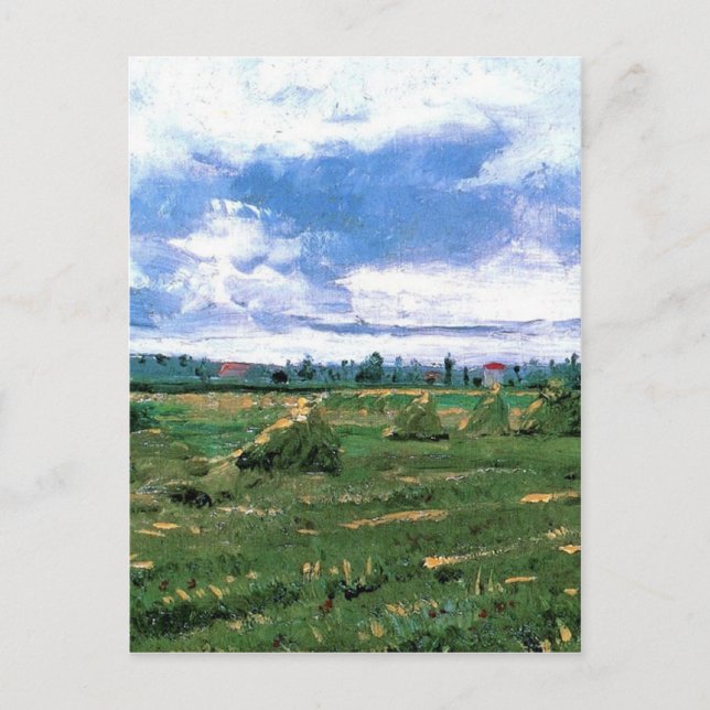 Cartão Postal Campos de trigo com pilhas, Vincent van Gogh (Frente)
