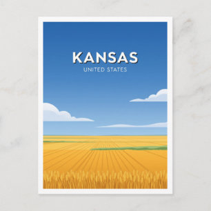Cartão Postal Campos de Trigo de Kansas Salina