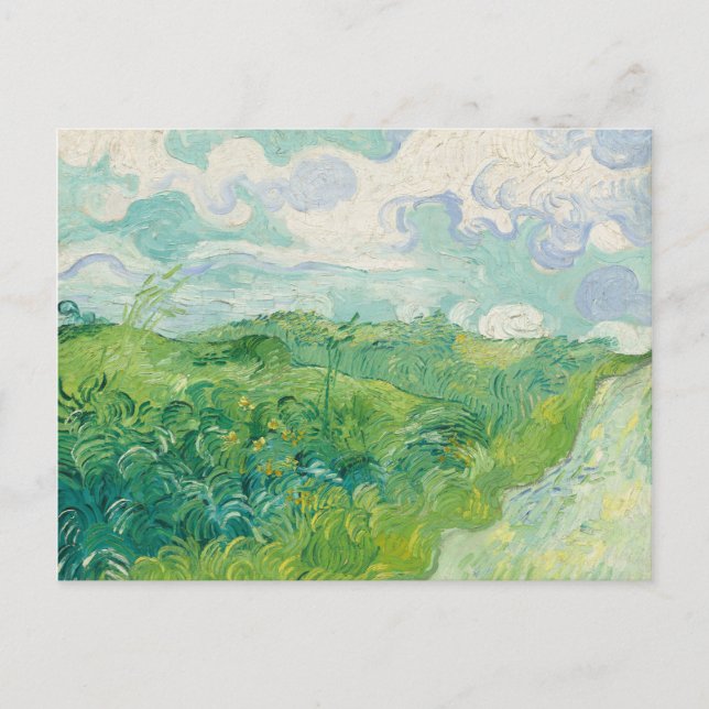 Cartão Postal Campos de Trigo Verde Paisagem Arte Van Gogh (Frente)