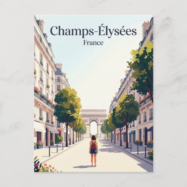 Cartão Postal Campos Elísios França (Frente)