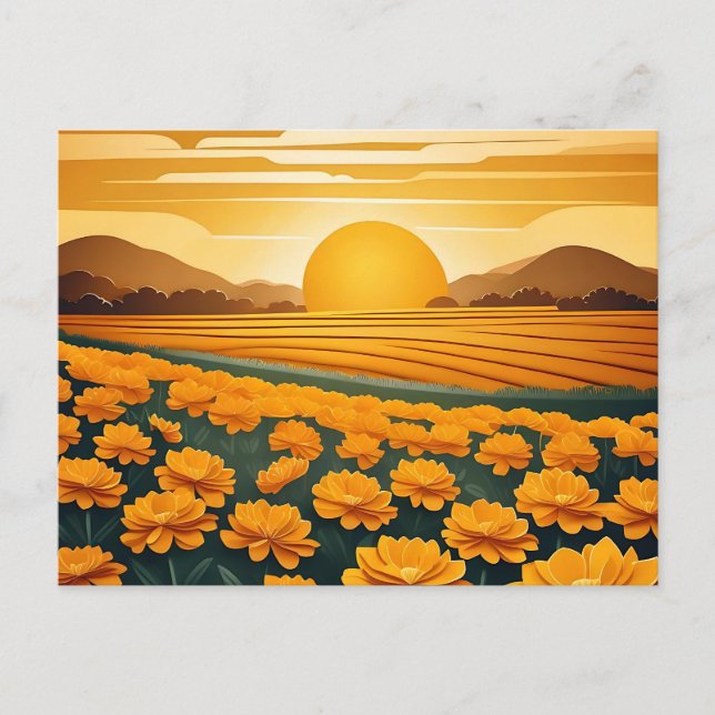 Cartão Postal Campos ouros de Marigolds (Frente)