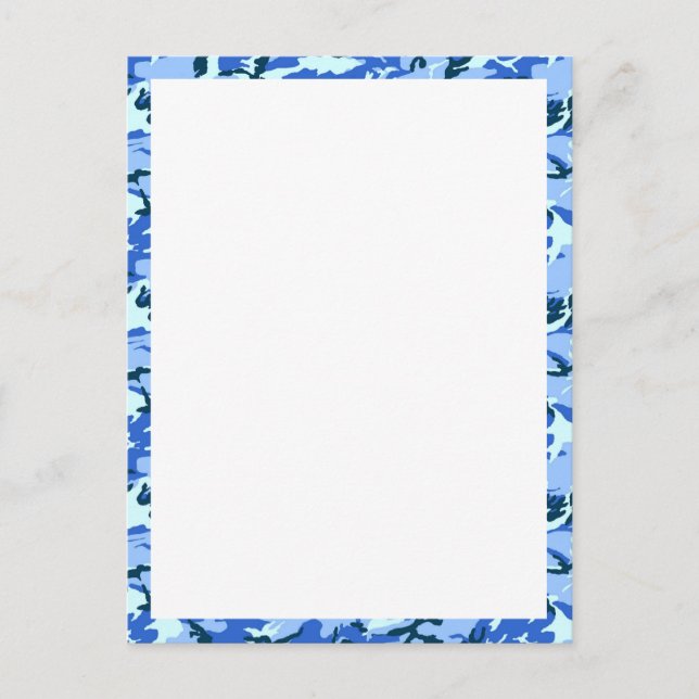 Cartão Postal Camuflagem Azul do Céu Florestal com Branco (Frente)