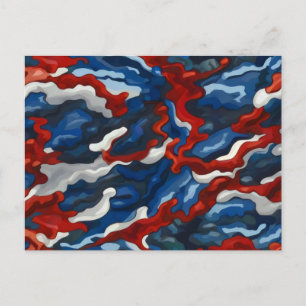 Cartão Postal camuflagem azul vermelha