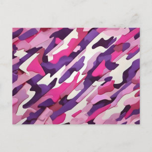 Cartão Postal camuflagem branca roxa-rosa-brilhante
