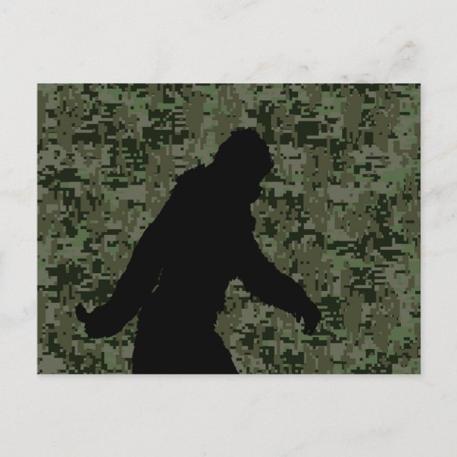 Cartão Postal Camuflagem digital Sasquatch Black Silhouette (Frente)