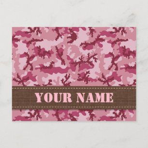 Cartão Postal Camuflagem rosa
