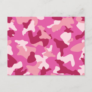 Cartão Postal Camuflagem rosa padrão militar