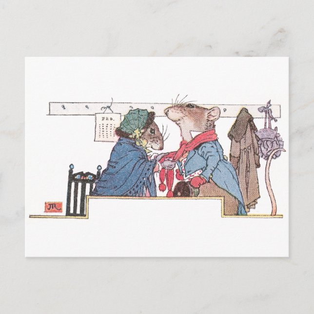 Cartão Postal Camundongos se agrupando para o frio (Frente)