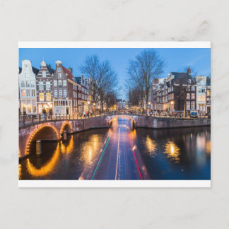 Cartão Postal Canaais de Amsterdão à Noite