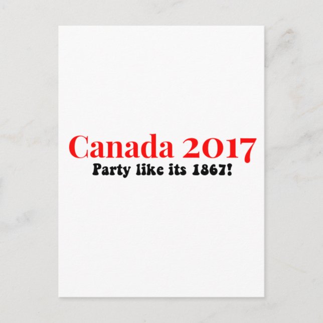 Cartão Postal Canadá 150 em 2017 Partido Como 1867 (Frente)