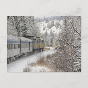 Cartão Postal Canadá, Alberta. Trem de neve da VIA Rail entre