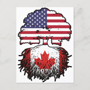 Cartão Postal Canadá Canadá Canadá americano Tree Roots Flag