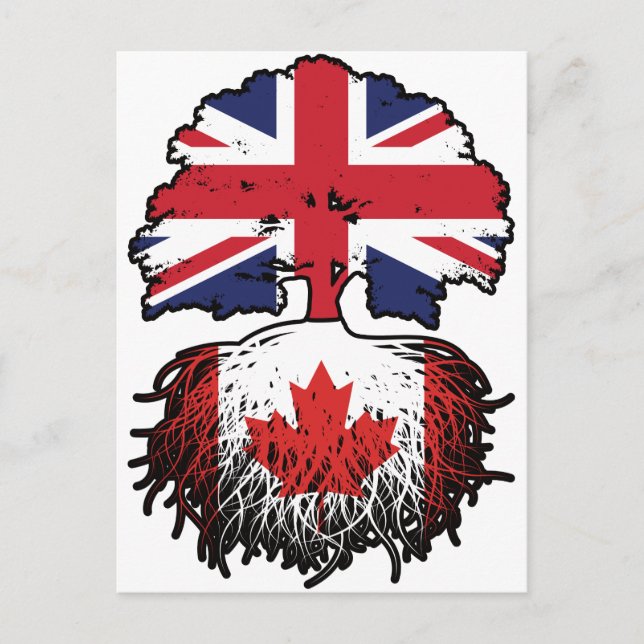 Cartão Postal Canadá canadiano British Tree Roots Flag (Frente)