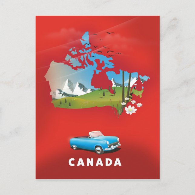 Cartão Postal Canadá ilustrou viagem impressão. (Frente)